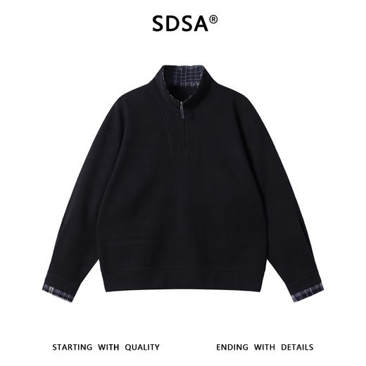 9928SDSA男士秋冬新款痞帅男装潮牌拼接半拉链立领卫衣百搭时尚百搭 商品图1