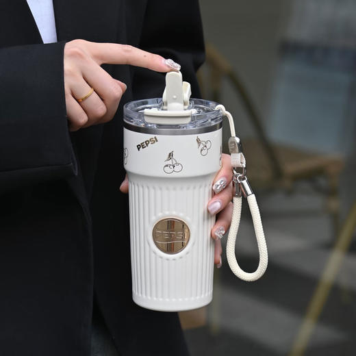 热卖新款！百事PEPSI 咖啡杯BS-K-400-003/咖啡杯BS-K-620-001 316不锈钢内胆 保温保冷 双饮使用 随行便携 商品图2
