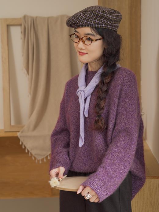 落日星河 重磅100%山羊绒圆领套头金银丝羊绒衫FCF3CST126 商品图12