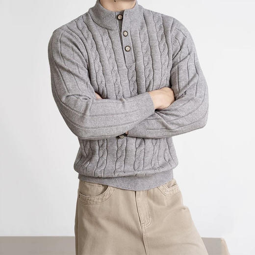 杰*亚同款 SUSX极简半高亨利领纽扣羊毛衫S0246833（下单3-7天发货） 商品图2