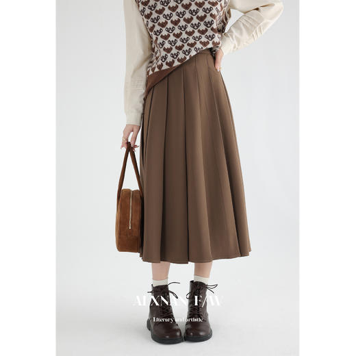 鹿向南「糖炒栗子」法式气质百褶半身裙女2025秋新款高腰显瘦裙子 商品图0