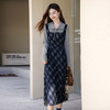 【11/14新品】熙世界伯克利复古格纹假两件连衣裙女2025秋冬新款翻领收腰长裙子 商品缩略图2