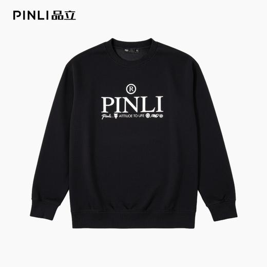PINLI品立2025秋季新款男宽松字母印花圆领套头卫衣青年潮牌上衣BG253109015 商品图3
