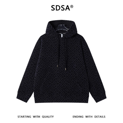 WY1279SDSA男士秋冬新款痞帅男装潮牌撞色提花字母抽绳连帽卫衣百搭宽松 商品图1