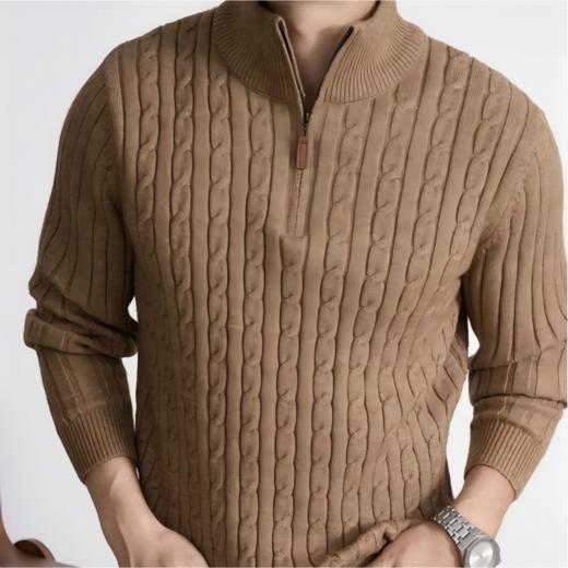 贝*汉姆同款 SUSX意式老钱经典绞花半拉链羊毛针织衫S0246835（下单3-7天发货） 商品图8