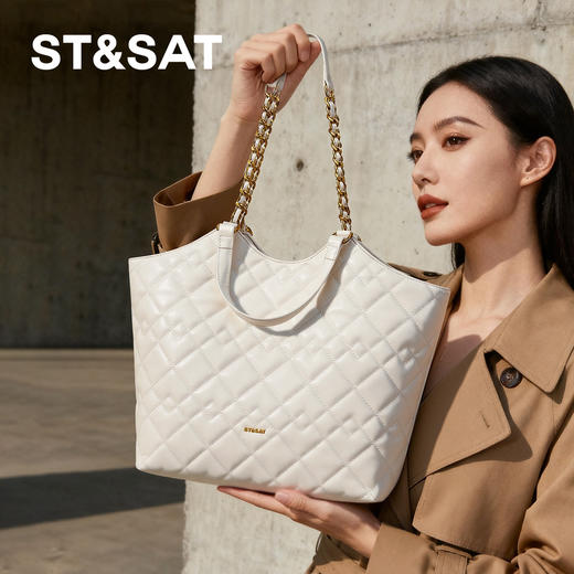 星期六优雅菱纹格链条单肩包SSD521A0F8 商品图4