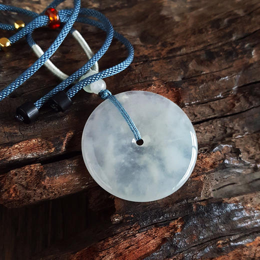 【天然正品】A货翡翠天然无纹裂冰种白色平安扣造型翡翠（吉祥、如意）吊坠项链吊坠：37.9*37.9*5.2MM （皆取最大值）中性061125NJM11 商品图6