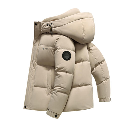 半身缘男装 冬季前胸字母松紧袖防风门襟印花羽绒服2527 商品图6