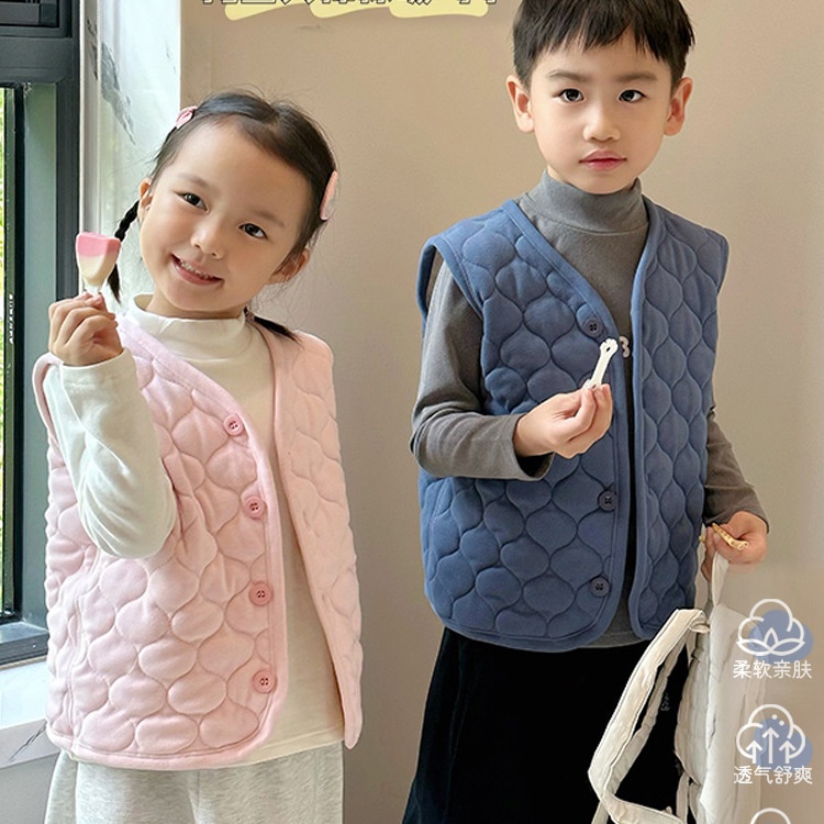 79.9任选两件，单拍不发货！！！【童装服饰丨吾家儿童保暖马甲&保暖裤】面料又暖又绵柔，秋冬宝宝也不怕凉，松紧裤腰穿脱便捷，做工精细，上身舒透亲肤有型，内搭叠穿都很可