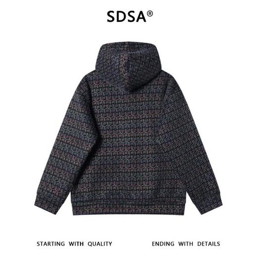 WY1336SDSA男士秋冬新款痞帅男装时尚撞色格子绒毛抽绳连帽卫衣百搭宽松 商品图5