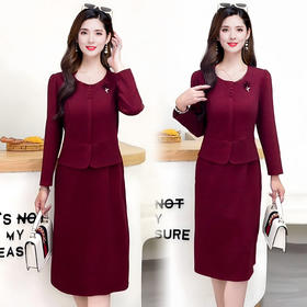 QYM 25AS29假两件连衣裙妈妈款修身显瘦气质拼接裙