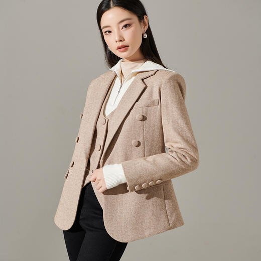 剩XL【芳外】绵羊毛外套马甲两件套8T23DG1409 商品图3