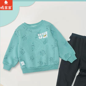 棉果果冬季新品男童复合奥利绒保暖加绒满印套头卫衣M412180425750
