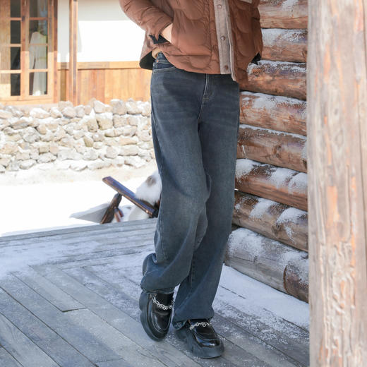 谜底直筒牛仔裤长裤2025年冬季新品高腰宽松百搭复古女254MJ1605 商品图1