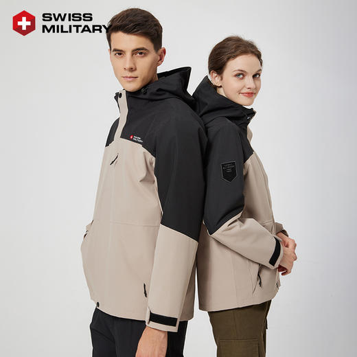 瑞士军工时尚情侣三合一冲锋衣有内胆，瑞士百年品牌‼买即赠斜挎包，石墨烯+银狐绒内胆，蓄热锁温 商品图1