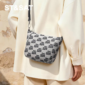 星期六丹宁老钱风牛仔印花斜挎包SSD521A0B0