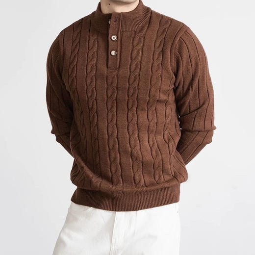 杰*亚同款 SUSX极简半高亨利领纽扣羊毛衫S0246833（下单3-7天发货） 商品图1