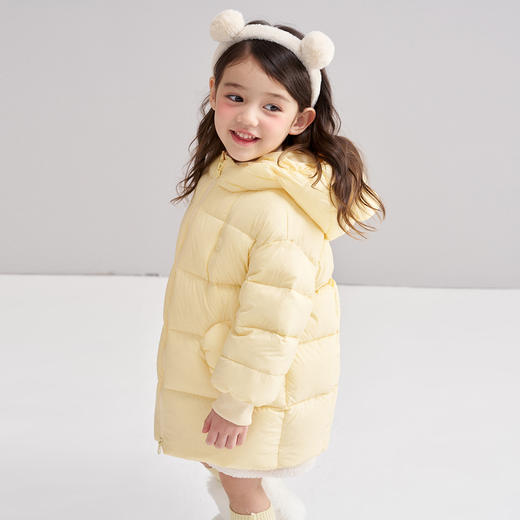 笛莎Deesha 2025冬季女童时尚可爱蓄热三防连帽中长羽绒服 商品图1