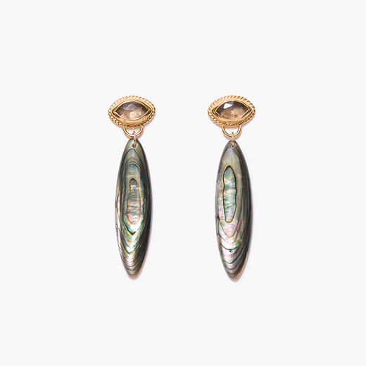 订购6周到｜Chan Luu-Trieste-马眼形 烟晶 鲍鱼壳 吊坠 耳环［美国设计师］ 商品图0