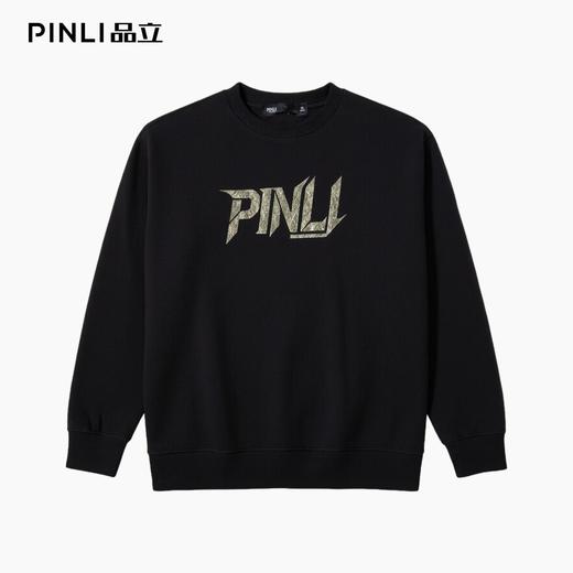 PINLI品立2025秋冬新款潮牌立体字母印花卫衣男宽松套头休闲上衣BG253109013 商品图5