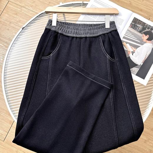 D111314女士明线双针新版冬季遮胯显瘦老钱斜纹弯刀羊毛香蕉裤 商品图7