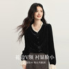 【11/14新品】熙世界法式赫本黑色蕾丝木耳边V领金丝绒衬衫上衣女2025秋冬新款 商品缩略图1