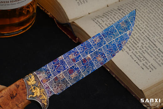 三希堂  现代刀系列  鎏金卷草小猎  未开刃 商品图6