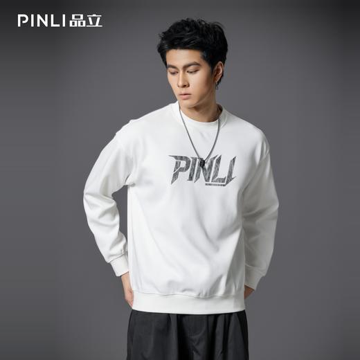 PINLI品立2025秋冬新款潮牌立体字母印花卫衣男宽松套头休闲上衣BG253109013 商品图2