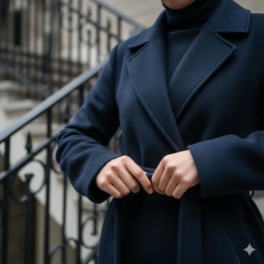 双面手工腰带长款大衣 商品图3