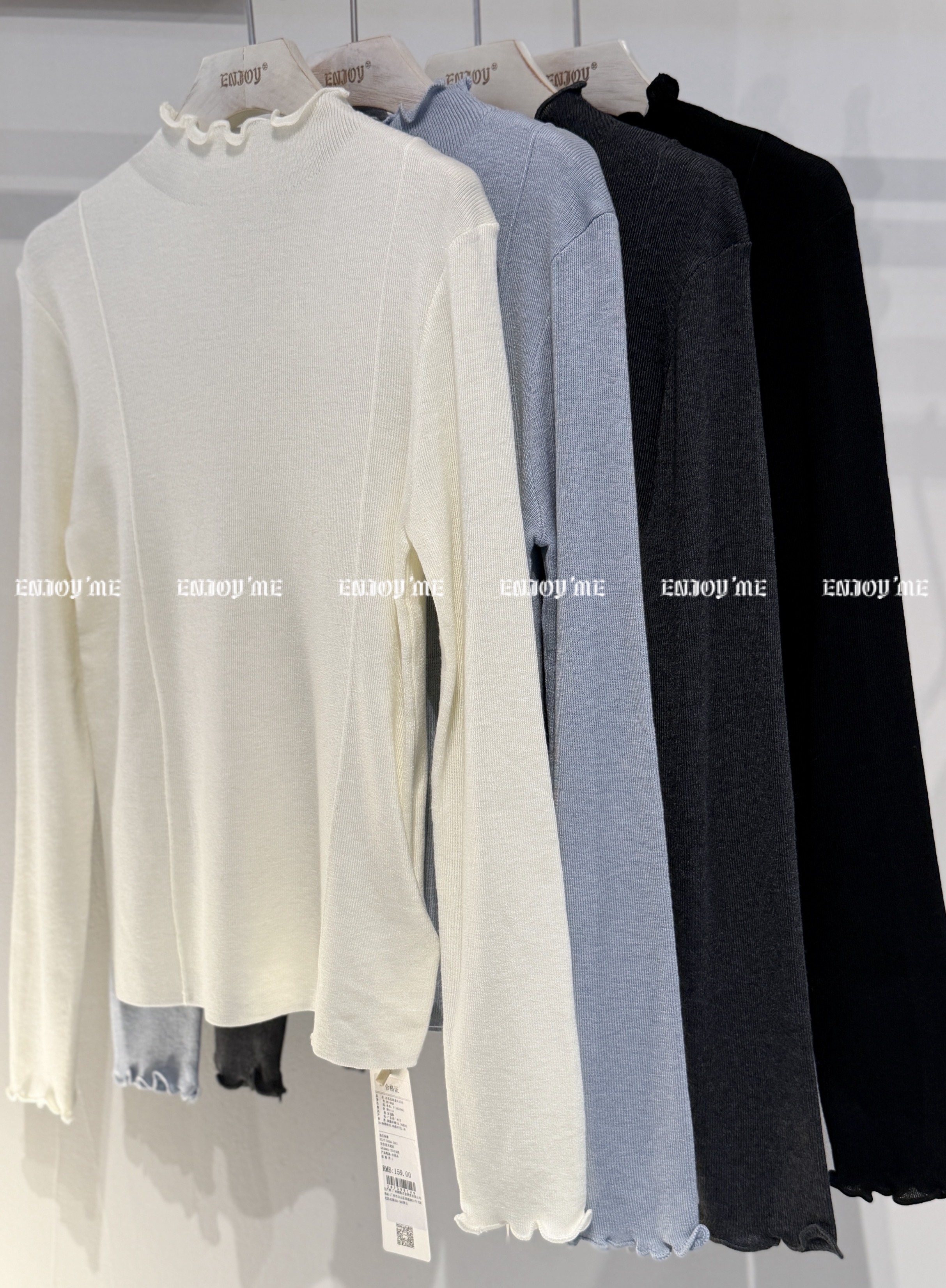 【门店同款】ENJOY冬季木耳边线条针织衫 167296114