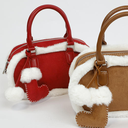 【礼物季】毛圈拼接波士顿手提包-纪念日百货门店同款167493169 商品图1