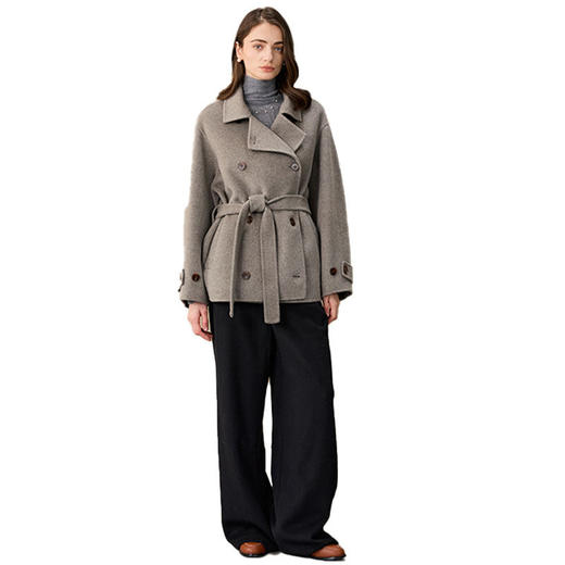 GZ241062 2025秋冬韩系小个子大衣休闲毛呢大衣短款外套羊毛双面毛呢大衣女 商品图4