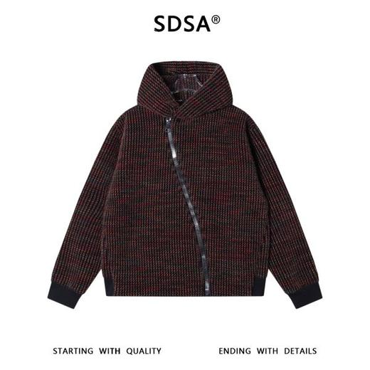 WT274SDSA男士秋冬新款痞帅男装休闲彩色竖纹斜拉链连帽卫衣百搭时尚 商品图1