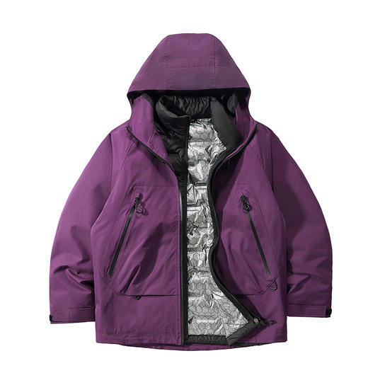 LUCKY DEER幸运鹿情侣款时尚城市运动防风防泼水硬壳羽绒三合一外套 商品图5