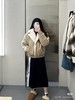 D111351侧三杠仿麂皮拼接驼绒毛拉链棉服外套 商品缩略图4