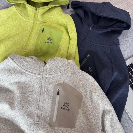 D111324男款亲肤舒适抓绒连帽半拉链卫衣外套 商品图5