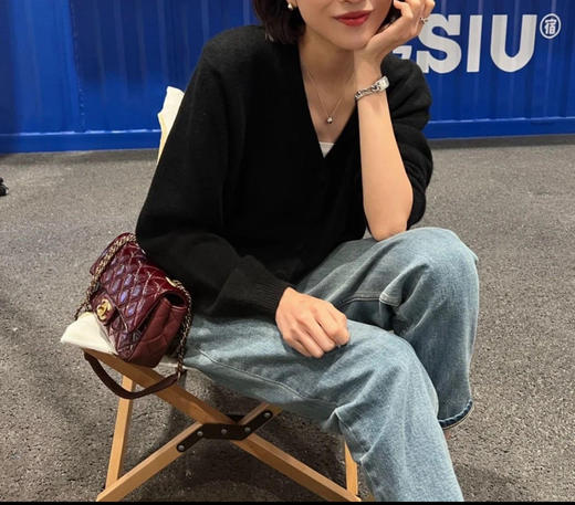 Chanel CF 大mini 酒红色 漆皮拼皮 斜挎包 商品图1