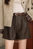 鹿向南「摩登型格」时髦复古风咖色皮裤女秋冬小个子休闲A字短裤 商品缩略图5