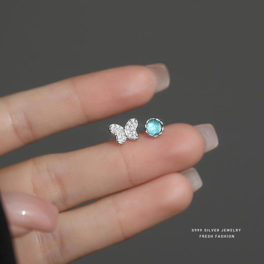 【预售10天】【清风蝴蝶】S999纯银蝴蝶耳钉【YXS-E5750】 商品图1