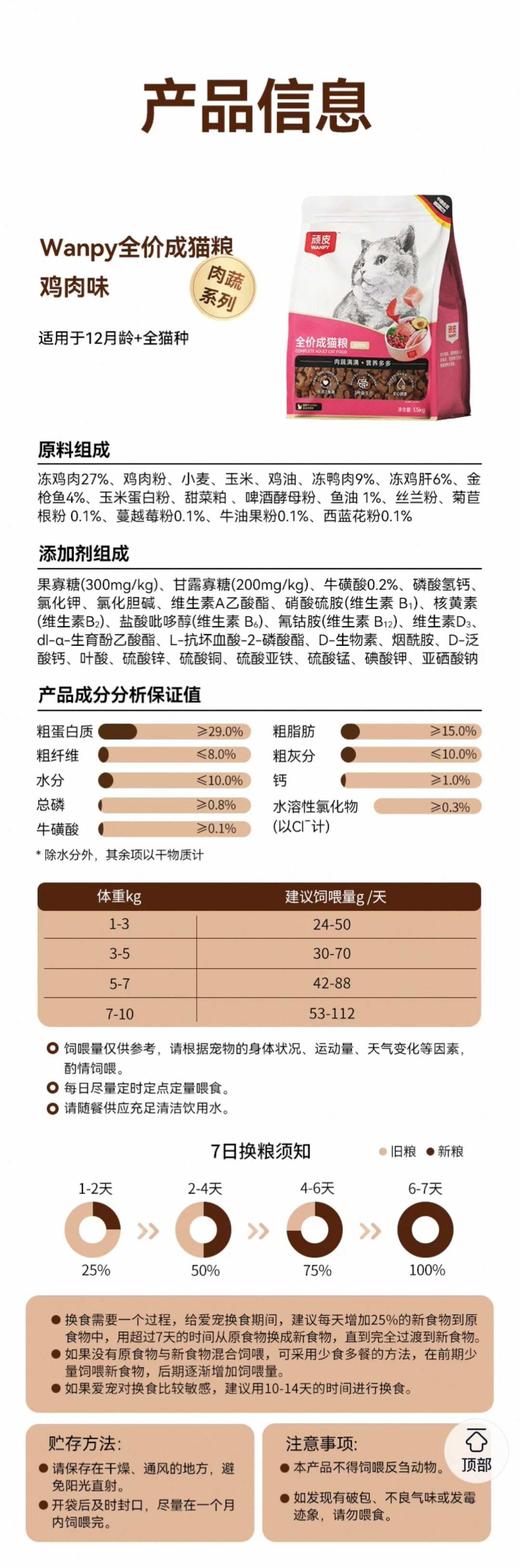 顽皮全价成猫粮鸡肉味1.5gk/袋 商品图8