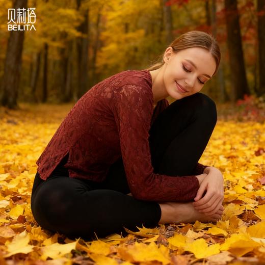 贝莉塔绒感中式复古提花长袖上衣BLT5212女士运动瑜伽服 商品图1