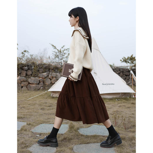 鹿向南《镜花月梦》 法式蛋糕裙a字半身裙女2025秋冬新款中长裙子 商品图2