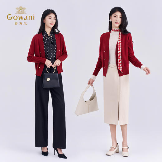 乔万尼2025新品复古氛围羊毛V领设计开衫针织衫ED4M815 商品图2