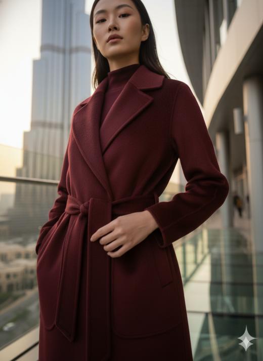 立领双袋双面手工羊绒大衣 商品图5