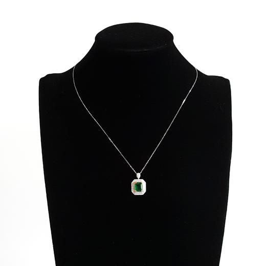 【天然正品】AU750收藏级白金豪镶钻镶天然3.28克拉微油木佐绿祖母绿手链、吊坠项链两用款吊坠：21.4*14.2*9.4MM / 手链：16.5CM女士011125JJ03 商品图8