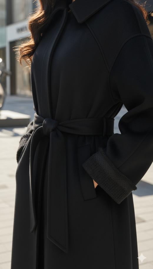 落肩宽松袖拼接廓形风衣（附腰带） 商品图3