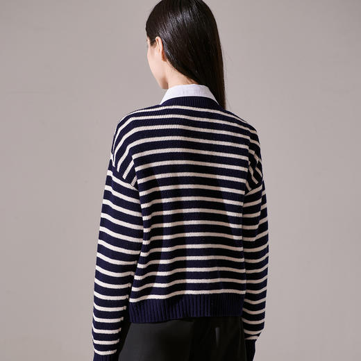剩M/XL 【芳外】条纹针织开衫羊毛休闲上衣8T23CM0821 商品图3