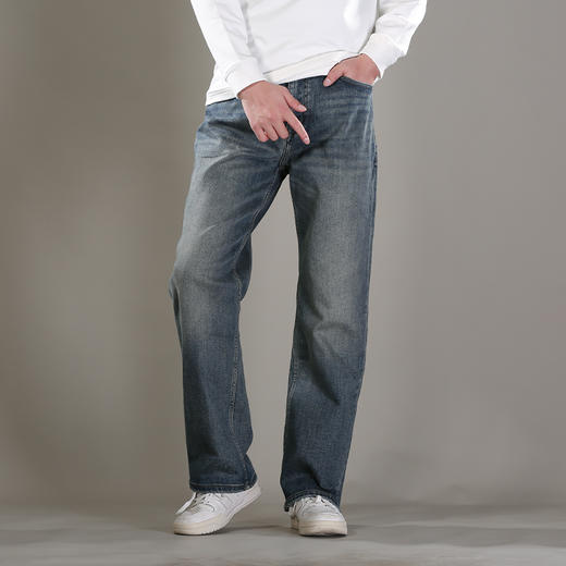 DRONKOO 2025 正常腰五袋款弹力一体绒厚牛仔长裤 商品图1