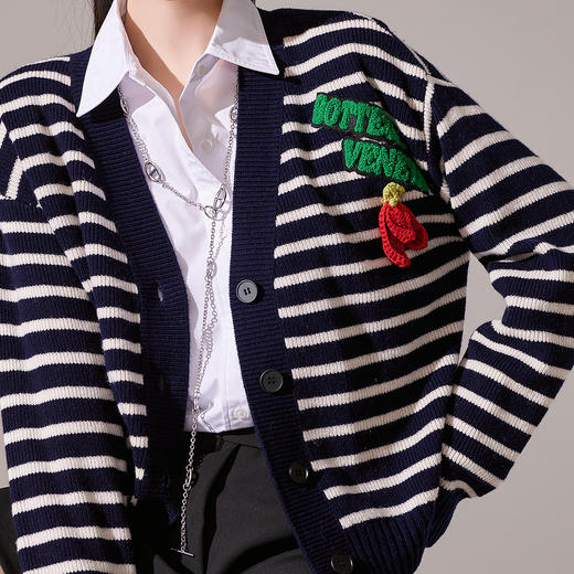 剩M/XL 【芳外】条纹针织开衫羊毛休闲上衣8T23CM0821 商品图4