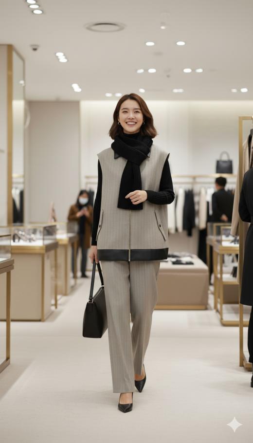 LIN HN 撞色翻领拉链马甲 商品图4